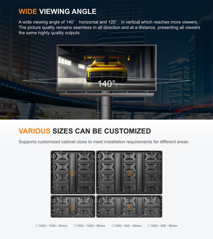 आउटडोर फिक्स्ड एलईडी डिस्प्ले स्क्रीन P3.91 P4.81 P6.25 P7.8 P10.4 स्लिम फुल कलर एलईडी वीडियो वॉल 6