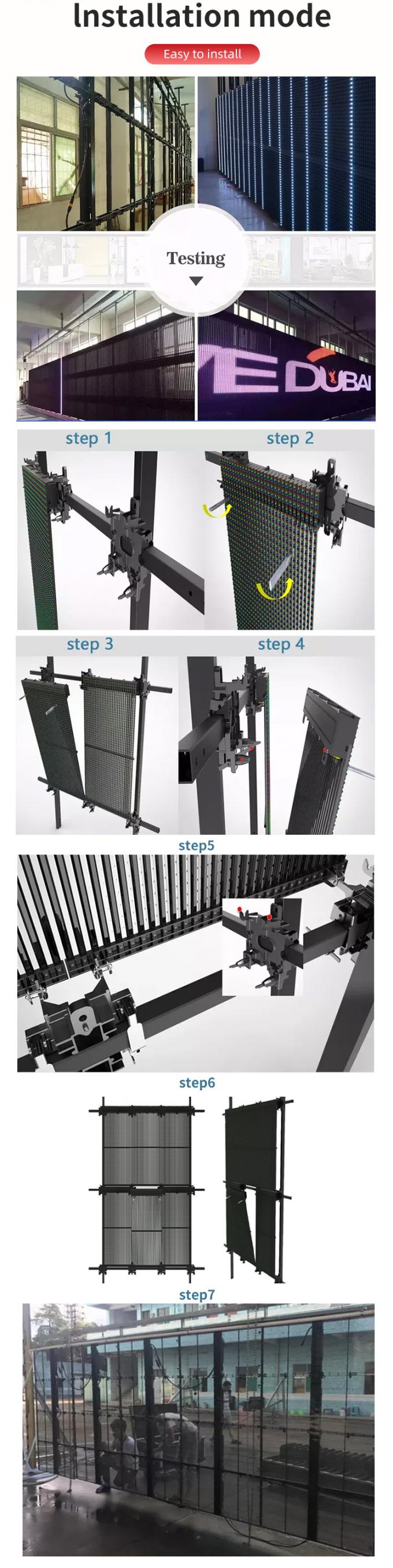 पारदर्शी एलईडी स्क्रीन डिस्प्ले पारदर्शी ग्लास विंडो एलईडी पारदर्शी वीडियो दीवार लचीला पैनल उच्च चमकएलईडी स्क्रीन 4