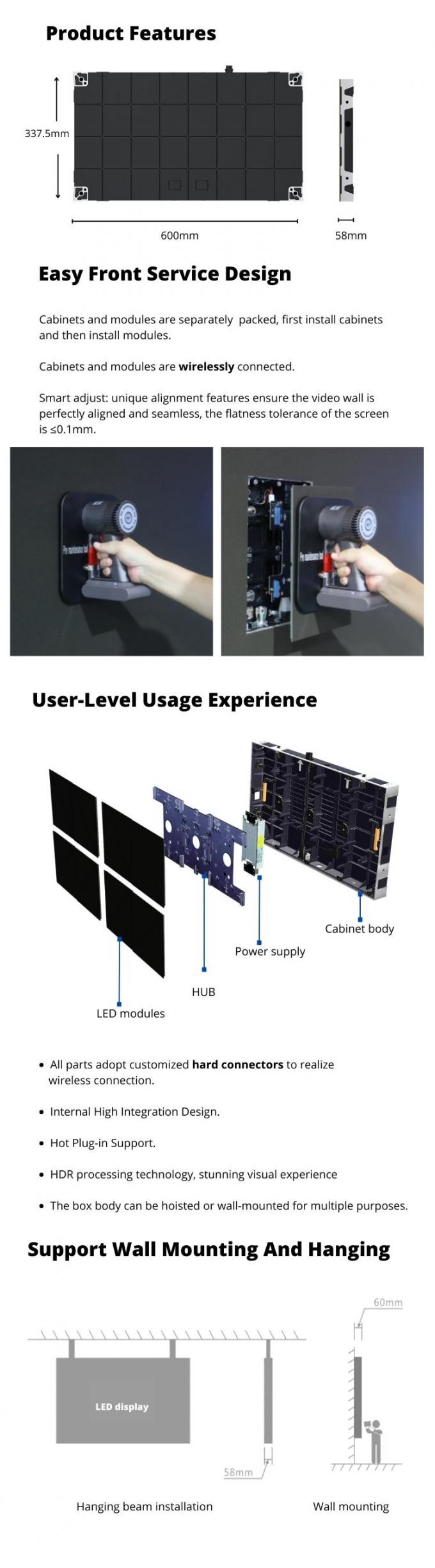 वाटरप्रूफ सीओबी इनडोर छोटे पिक्सेल पिच पी0.6 पी0.7 पी0.9 पी1.25 माइक्रो पतला चर्च एलईडी वीडियो वॉल डिस्प्ले पैनल 6