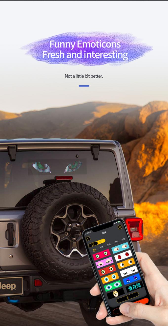 कार एलईडी साइन डिस्प्ले 16*64 प्रोग्राम करने योग्य यूएसबी 5 वी आरजीबी पैटर्न एनीमेशन टेक्स्ट DIY स्क्रॉलिंग पैनल रिमोट कंट्रोल विज्ञापन एलईडी स्क्रीन 3