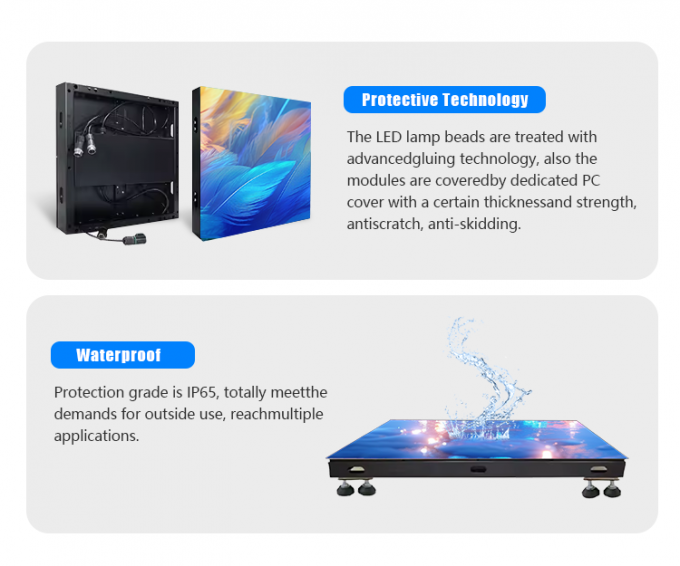 3 डी स्टेज डांस फ्लोर पैनल डिस्प्ले इंटरएक्टिव एलईडी फ्लोर टाइल स्क्रीन P2.6 P2.97 P3.91 एलईडी स्क्रीन 3